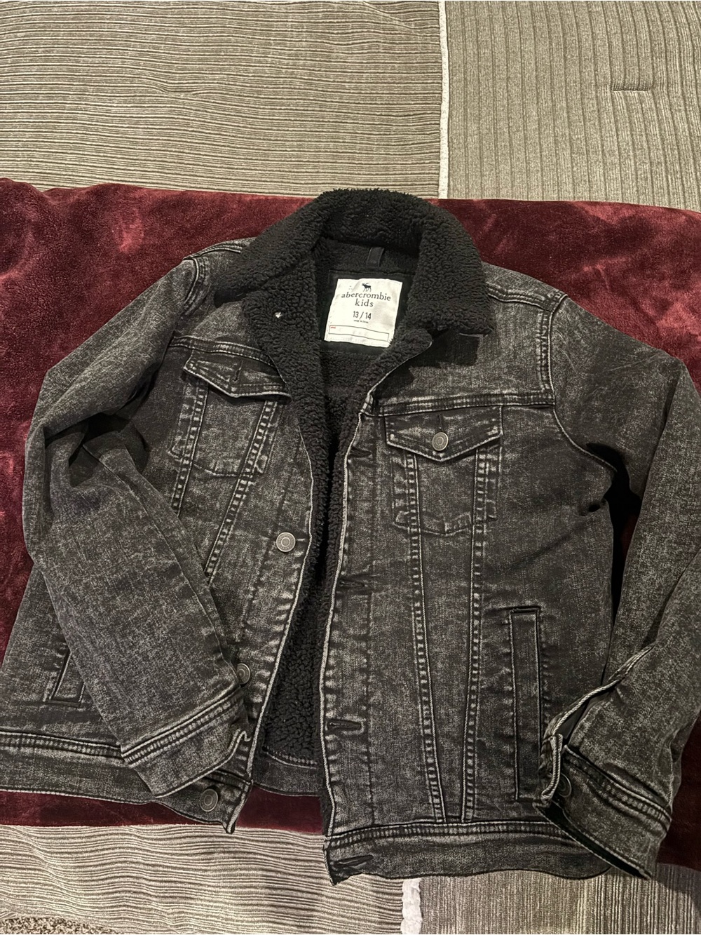 abercrombie kids Black Sherpa-Lined Jacket